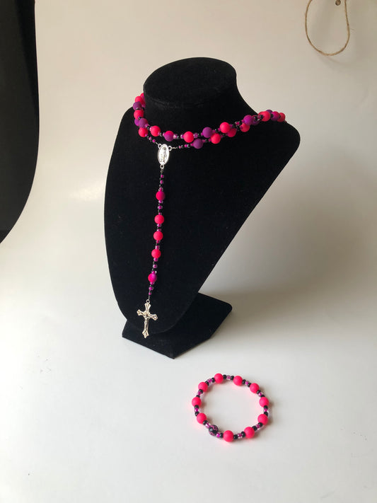 Tie die Pink Rosary